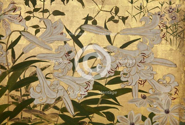 Screen with spring and summer flowers, 1st half of the 18th century. Creator: Watanabe Shiko.