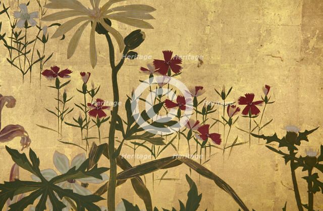 Screen with spring and summer flowers, 1st half of the 18th century. Creator: Watanabe Shiko.