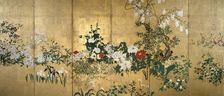 Screen with spring and summer flowers, 1st half of the 18th century. Creator: Watanabe Shiko
