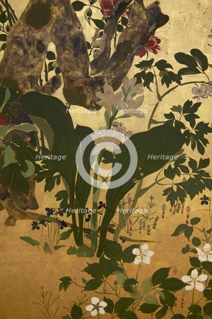 Screen with spring and summer flowers, 1st half of the 18th century. Creator: Watanabe Shiko.