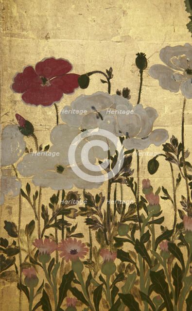 Screen with spring and summer flowers, 1st half of the 18th century. Creator: Watanabe Shiko.