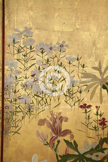 Screen with spring and summer flowers, 1st half of the 18th century. Creator: Watanabe Shiko.
