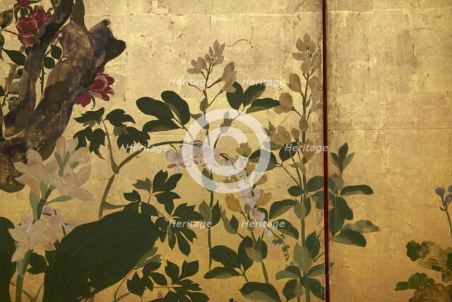 Screen with spring and summer flowers, 1st half of the 18th century. Creator: Watanabe Shiko.