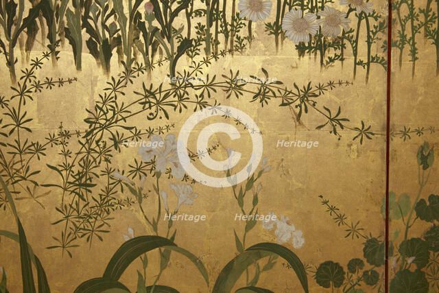 Screen with spring and summer flowers, 1st half of the 18th century. Creator: Watanabe Shiko.