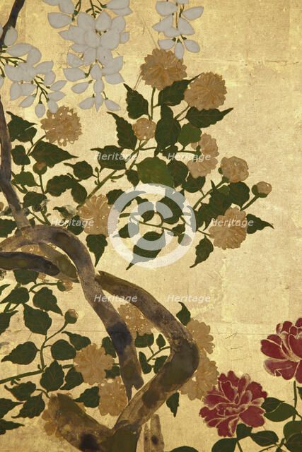 Screen with spring and summer flowers, 1st half of the 18th century. Creator: Watanabe Shiko.