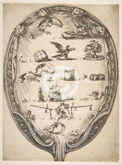 Screen with Rebus of Fortune, ca. 1639. Creator: Stefano della Bella.