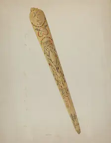 Scrimshaw: Swordfish Bill, c. 1941. Creator: Oscar Bluhme