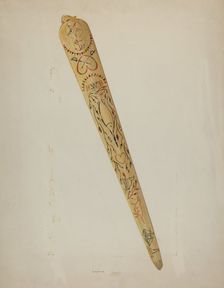Scrimshaw: Swordfish Bill, c. 1941. Creator: Oscar Bluhme
