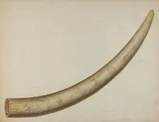 Scrimshaw: Walrus Tusk, 1941. Creator: Oscar Bluhme