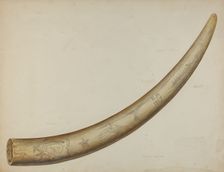 Scrimshaw: Walrus Tusk, 1941. Creator: Oscar Bluhme