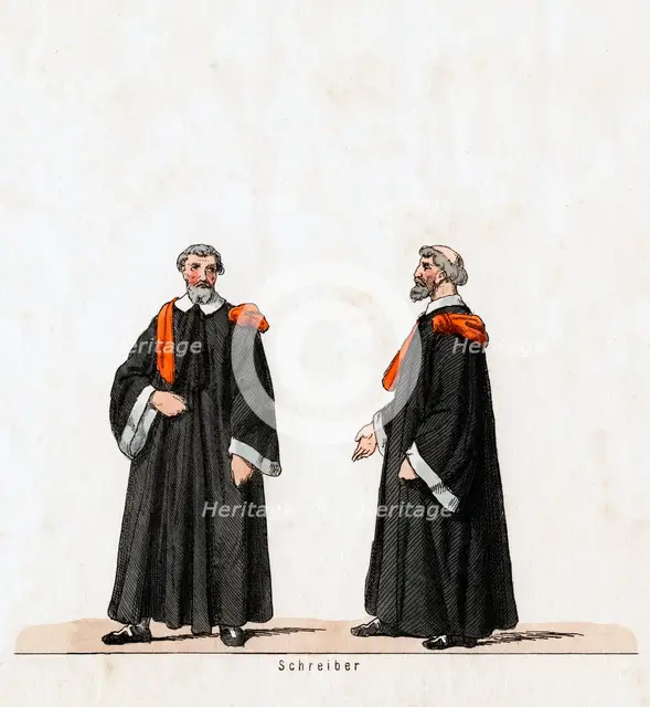 Scribe, costume design for Shakespeare's play, Henry VIII, 19th century. Artist: Unknown