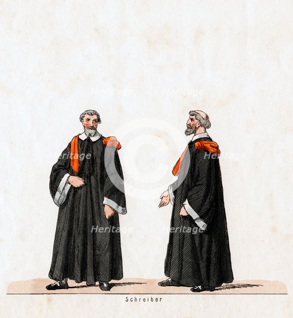 Scribe, costume design for Shakespeare's play, Henry VIII, 19th century. Artist: Unknown