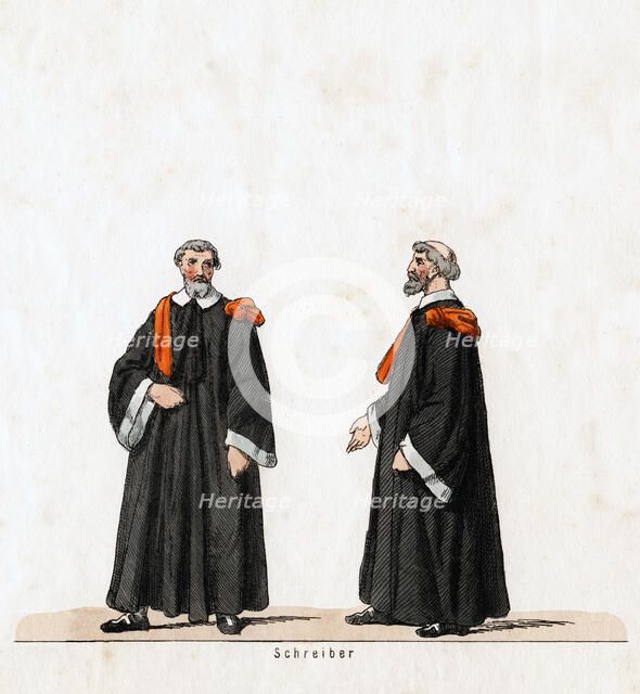 Scribe, costume design for Shakespeare's play, Henry VIII, 19th century. Artist: Unknown