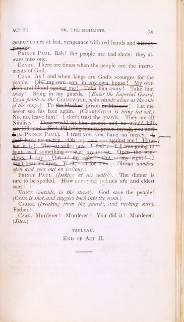 Script of 'Vera, or the Nihilists', c1880. Creators: Oscar Wilde, Unknown.