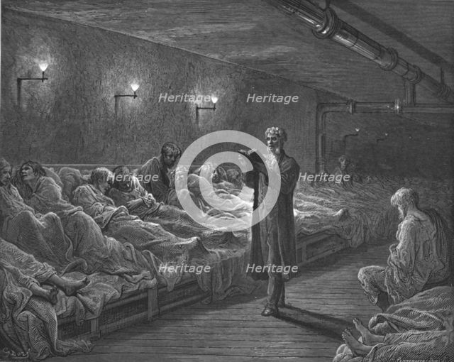 'Scripture Reader in a Night Refuge', 1872.  Creator: Gustave Doré.