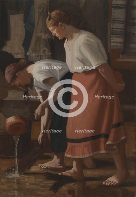 Scrubbing the Floor, 1908. Creator: Juho Rissanen.