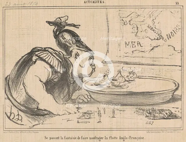 Se passant la fantaisie de faire naufrager la flotte Anglo-Française..., 19th century. Creator: Honore Daumier.