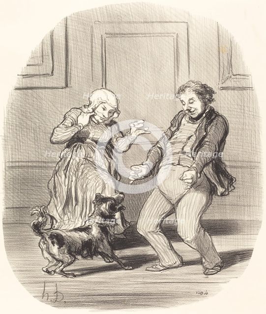 Se réjouissant en famille de la fin de la Canicule, 1852. Creator: Honore Daumier.
