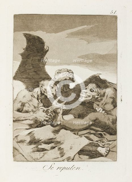 Se repulen.; Los Caprichos, pl.51, 1799. Creator: Francisco Goya.
