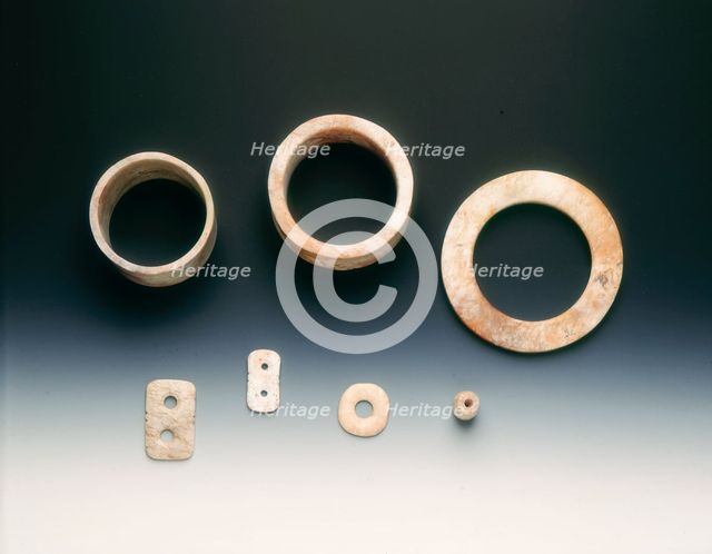 Set of 7 altered jades, neolithic, Liangzhu culture, China, c3400-2250 BC. Artist: Unknown