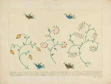 Set of Crewel Embroidered Bed Curtains, c. 1939. Creator: John Oster