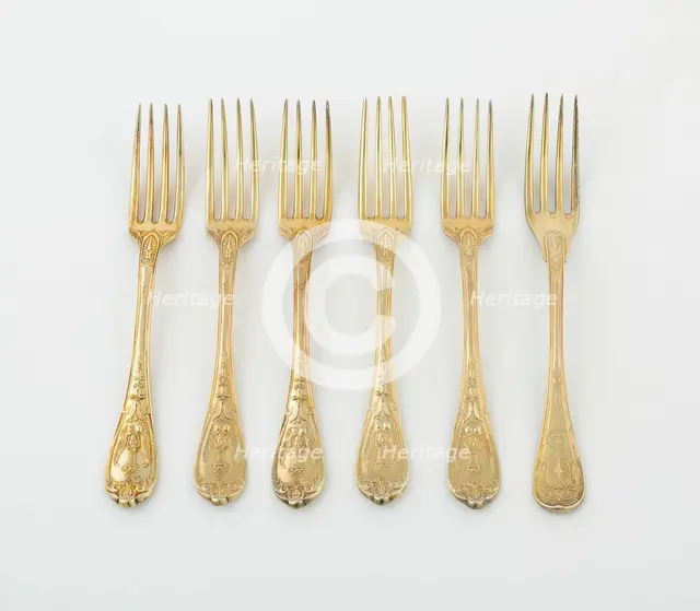 Set of Dessert Forks, Paris, 1789/1820. Creators: Martin-Guillaume Biennais, Pierre-Benoît Lorillon, François-Dominique Naudin.