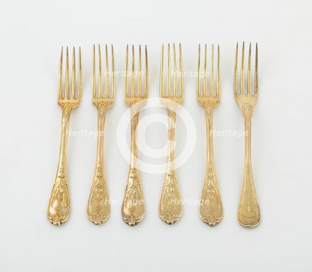 Set of Dessert Forks, Paris, 1789/1820. Creators: Martin-Guillaume Biennais, Pierre-Benoît Lorillon, François-Dominique Naudin.