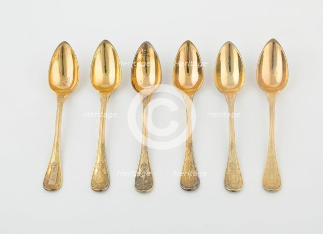 Set of Dessert Spoons (2), Paris, 1789/1820. Creators: Martin-Guillaume Biennais, Pierre-Benoît Lorillon, Francois-Dominique Naudin.