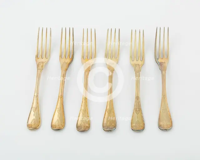 Set of Dinner Forks (10), Paris, 1789-1820. Creators: Martin-Guillaume Biennais, Pierre-Benoît Lorillon.