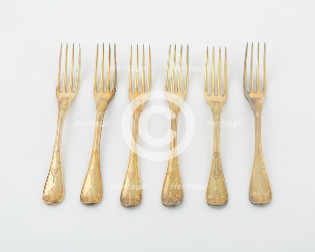 Set of Dinner Forks (10), Paris, 1789-1820. Creators: Martin-Guillaume Biennais, Pierre-Benoît Lorillon.