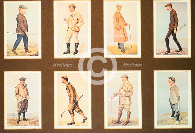 Set of golf cards by Leslie Ward (1851-1922), 1980s. Creator: Sir Leslie Matthew Ward.