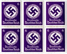 Set of postage stamps featuring a swastika emblem, 1941-1942