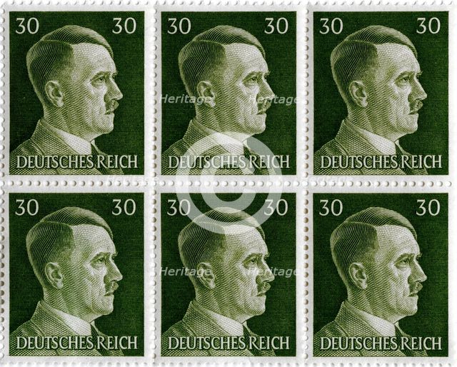 Set of postage stamps featuring Adolf Hitler (1889-1945), 1941-1942. Artist: Unknown