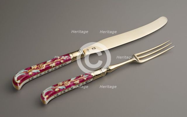 Set Of Six Dessert Forks And Knives, c1772. Creator: Richard Parr.