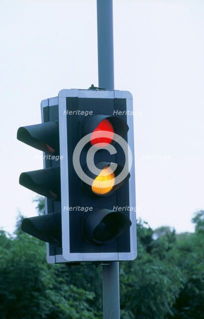 Set of Traffic lights about to turn green. Artist: Unknown.