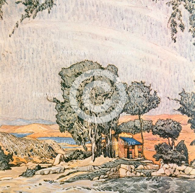 Set Design for Act I of Helen of Sparta, performed by Ida Rubenstein's ballet troupe, 1912. Artist: Leon Bakst
