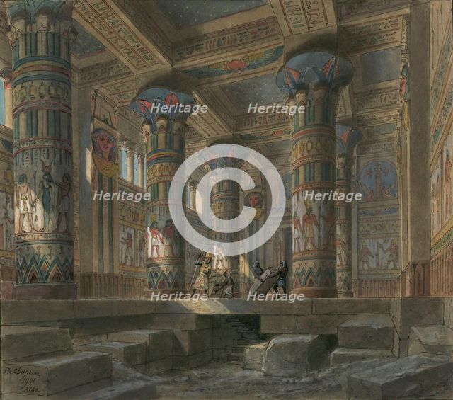 Set design for opera Aida by Giuseppe Verdi. Paris, Théâtre national de l'Opéra, 1880.