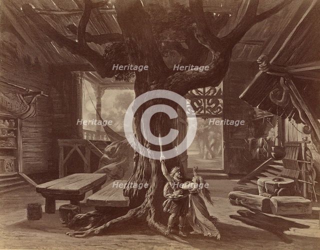 Set design for opera Die Walküre by Richard Wagner, ca 1878.