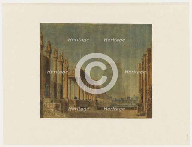 Set design for opera Les Mystères d'Isis by Wolfgang Amadeus Mozart.