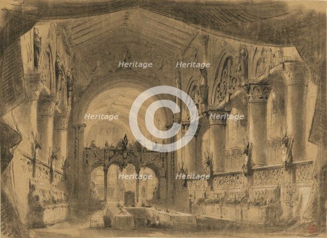 Set design for opera Macbeth by Giuseppe Verdi. Paris, Théâtre-Lyrique, 21.04.1865, 1865.