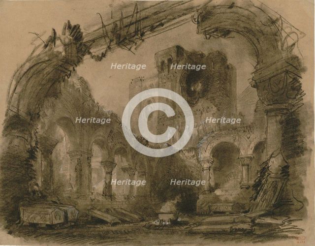 Set design for opera Macbeth by Giuseppe Verdi. Paris, Théâtre-Lyrique, 21.04.1865, 1865.