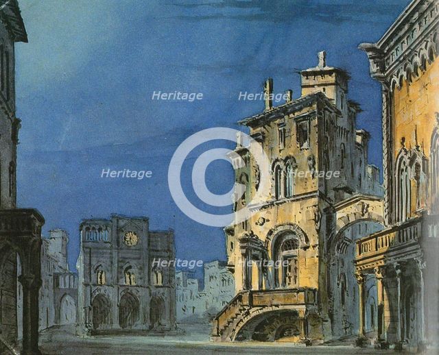Set design for opera Simon Boccanegra by Giuseppe Verdi, 1881.