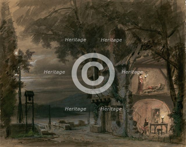 Set design for opera Rigoletto by Giuseppe Verdi. Paris, Théâtre national de l'Opéra, 1885.