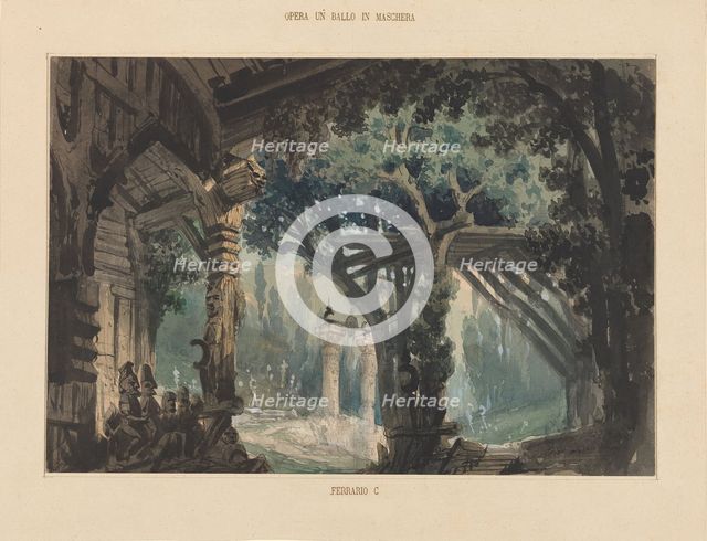 Set design for opera Un ballo in maschera by Giuseppe Verdi.