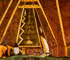 Set design for Thamar, ballet by Mily Balakirev, 1912. Artist: Leon Bakst
