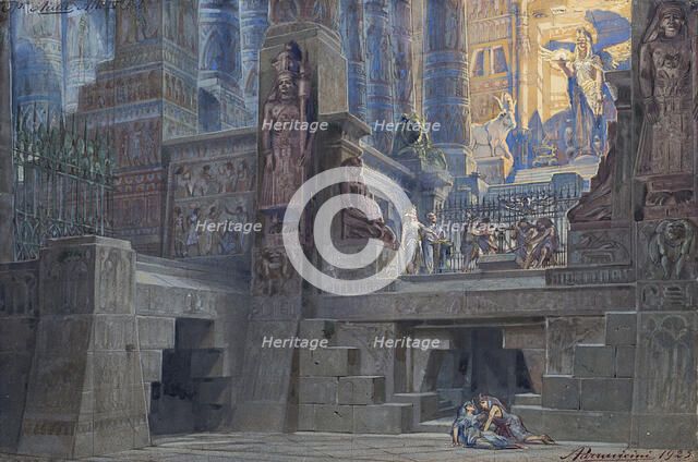 Set design for the Opera Aida by Giuseppe Verdi, 1923. Creator: Parravicini, Angelo (1868-1925).