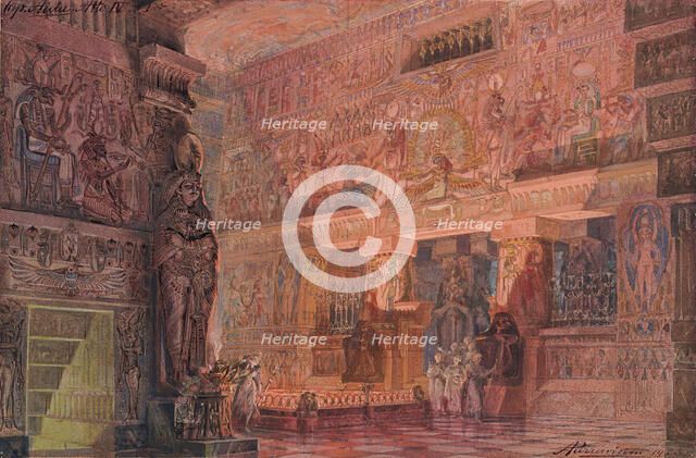 Set design for the Opera Aida by Giuseppe Verdi, 1923. Creator: Parravicini, Angelo (1868-1925).