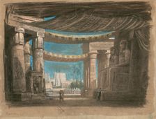 Set design for the Opera Aida by Giuseppe Verdi, Théâtre de l'Opéra, Cairo, 24.12.1871, 1871