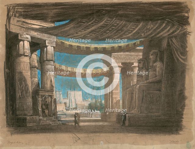 Set design for the Opera Aida by Giuseppe Verdi, Théâtre de l'Opéra, Cairo, 24.12.1871, 1871.