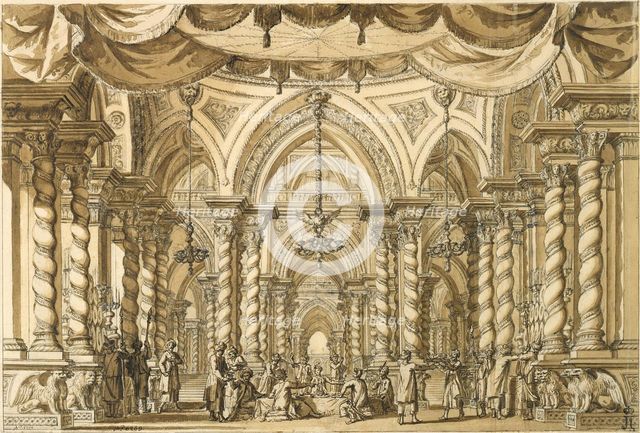 Set design for the Opera Bellérophon by Jean-Baptiste Lully, 18th century.